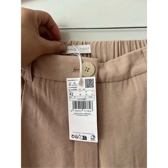 Mango Light Pink Viscose Wide Leg Pants - Picture 5 of 7